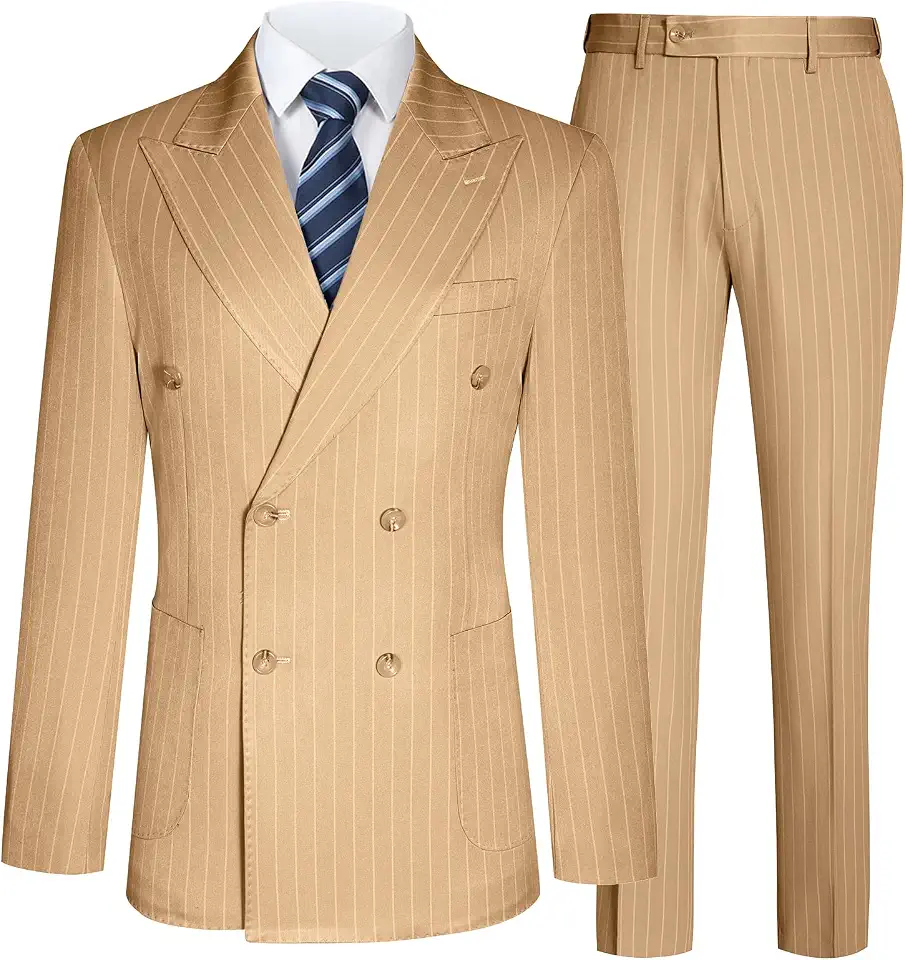 Global Recycled Standard Mens Suits Slim Fit 3 Piece Double Breasted Tuxedo Suit Jacket Vest Pants