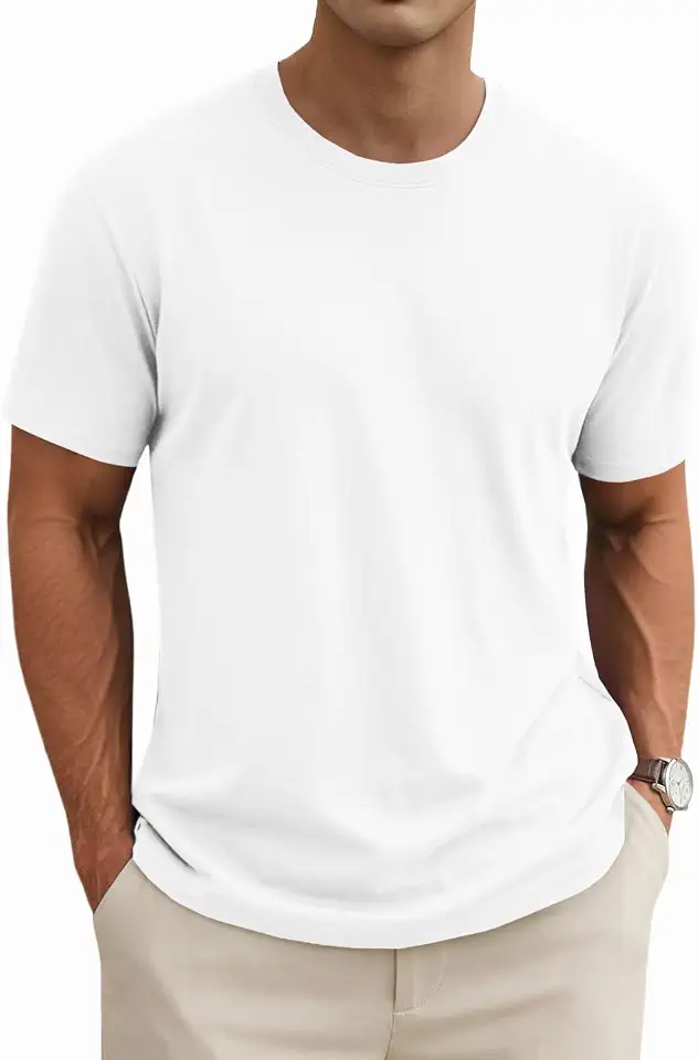 Men's White Slub Cotton Crewneck Tee