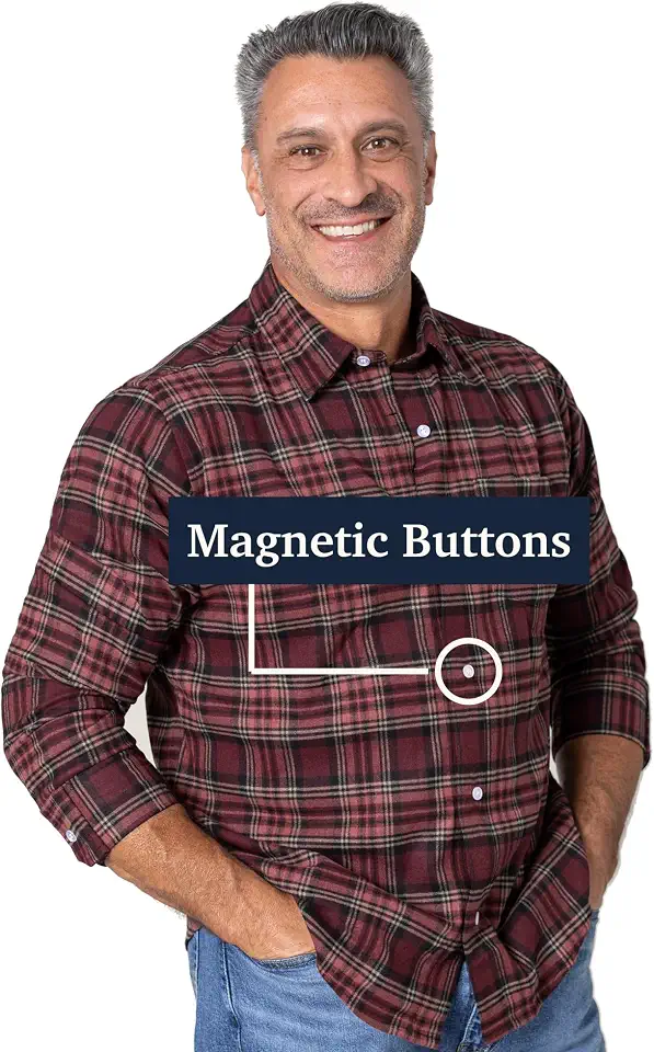 Joe & Bella Men's Magnetic Button Flannel Shirt - Adaptive Magnetic Shirts for Men