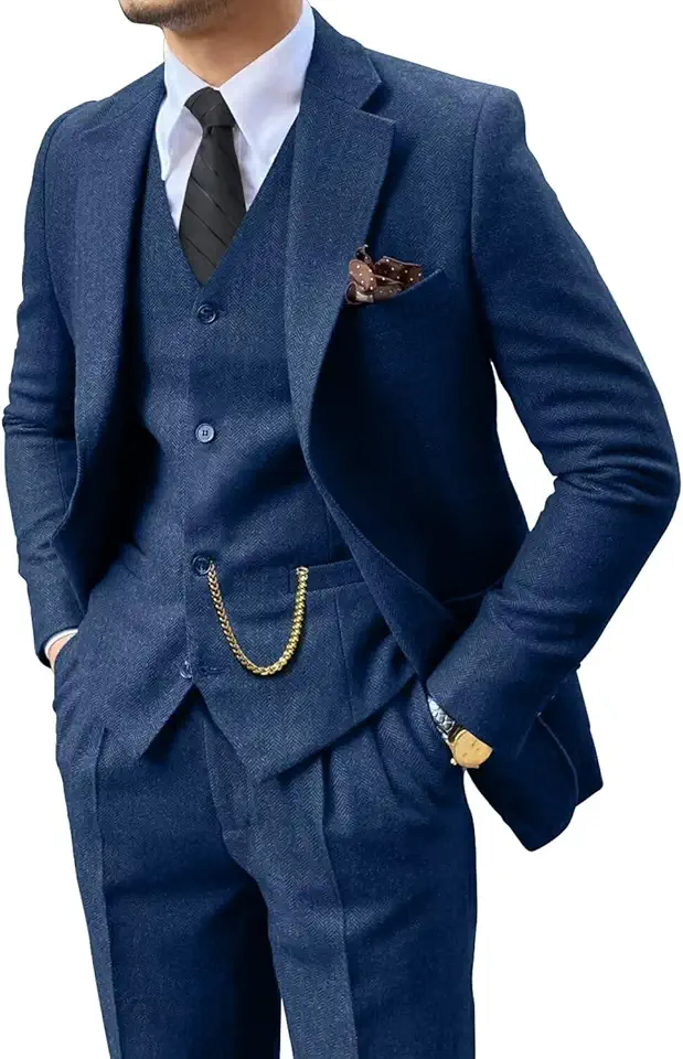 Men's Slim Fit Navy Blue Wool Blazer