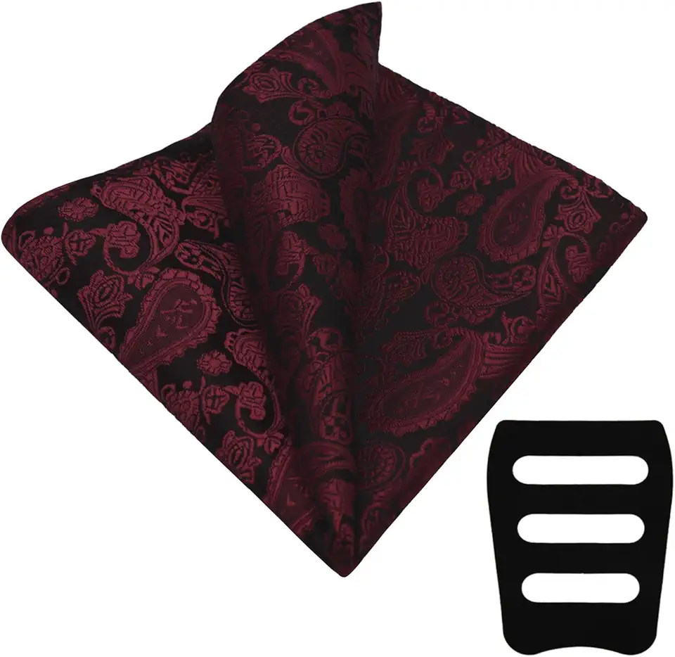 Men's Handkerchiefs with Pocket Square Holder Paisley Pocket Square Handkerchief for Men Wedding Party Business