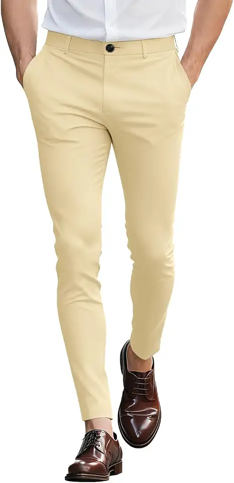 GINGTTO Mens Dress Pants Slim Fit Stretch Flat Front Chino