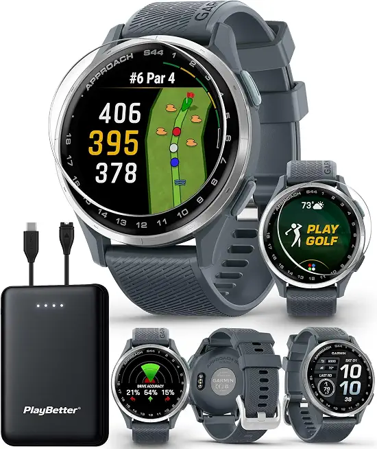 Garmin Approach S44 (Silver/Twilight) Golf GPS Smartwatch PlayBetter Bundle