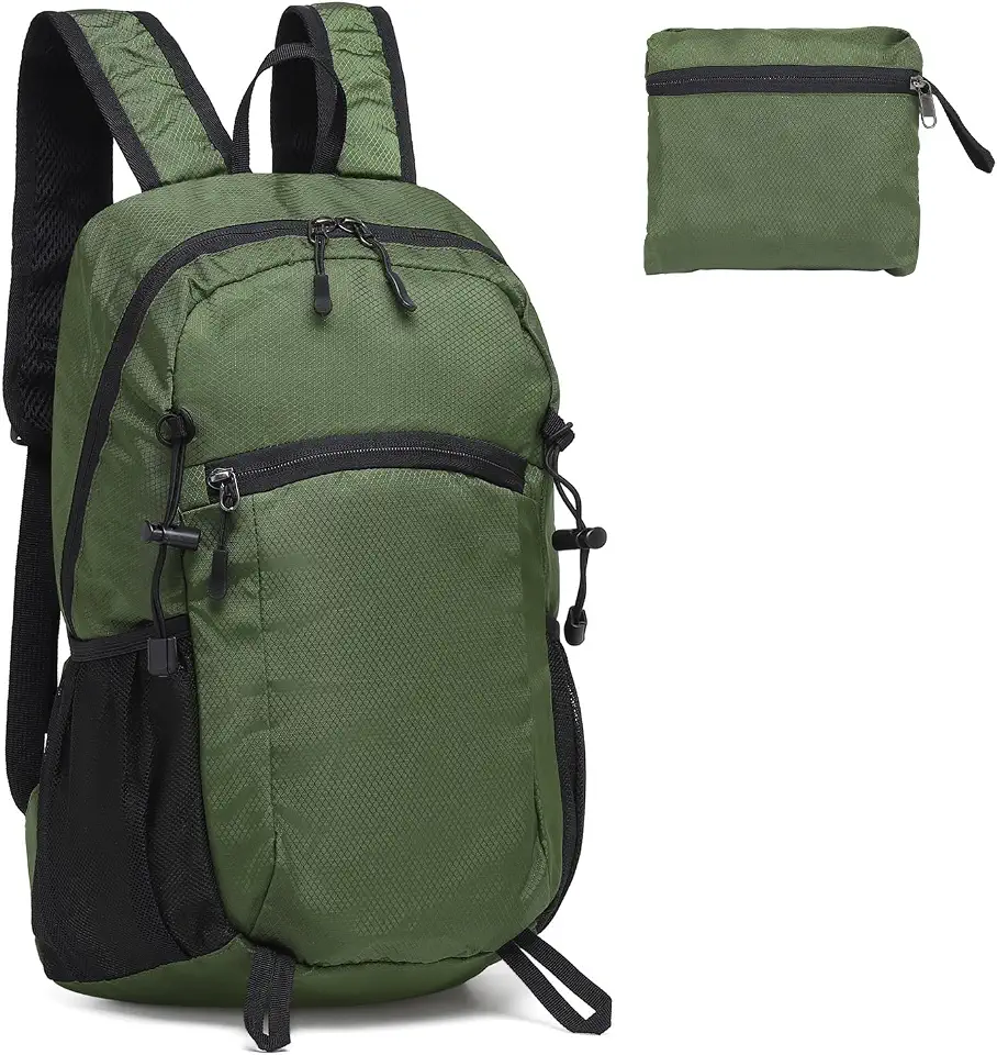 Men's Compact Green Hiking Daypack Backpack
