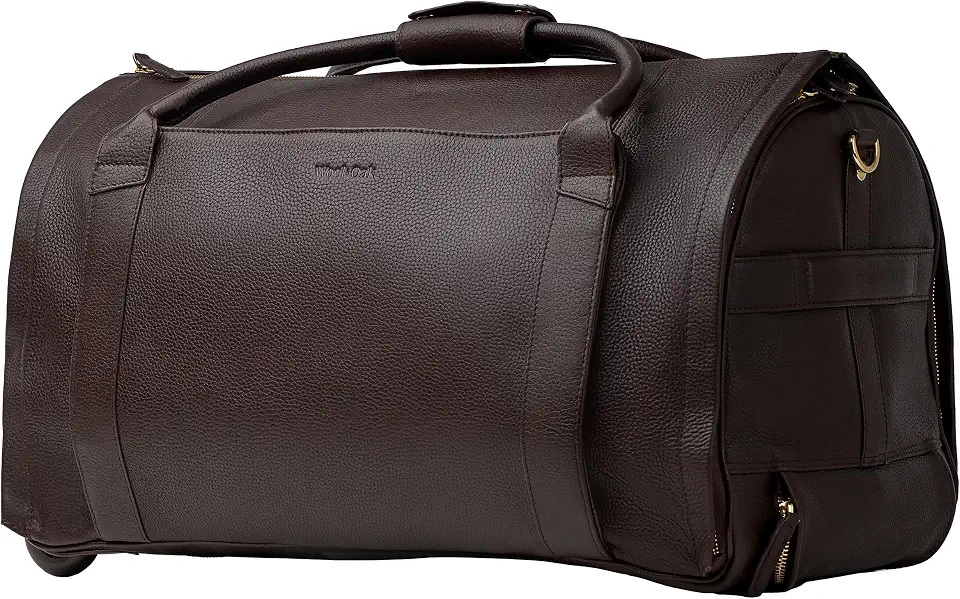 Wool & Oak NOVA Large Duffle Bag with Wheels - Leather, Chocolate