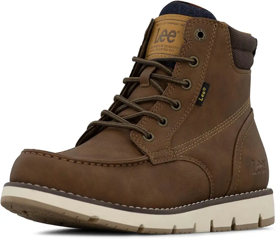 Men's Dark Brown Leather Moc Toe Boots