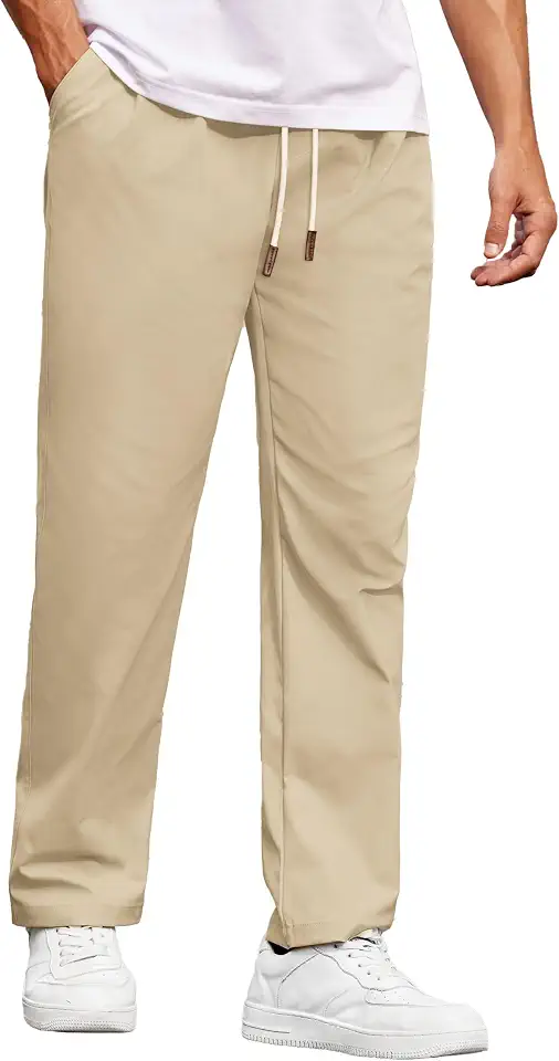 Global Recycled Standard COOFANDY Men's Casual Chino Pants Drawstring Elastic Waist Relaxed Fit Pant
