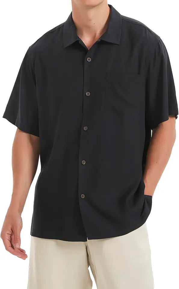 Men's Silk Button Down Shirts Short Sleeve Casual Tropical Holiday Hawaiian Shirts