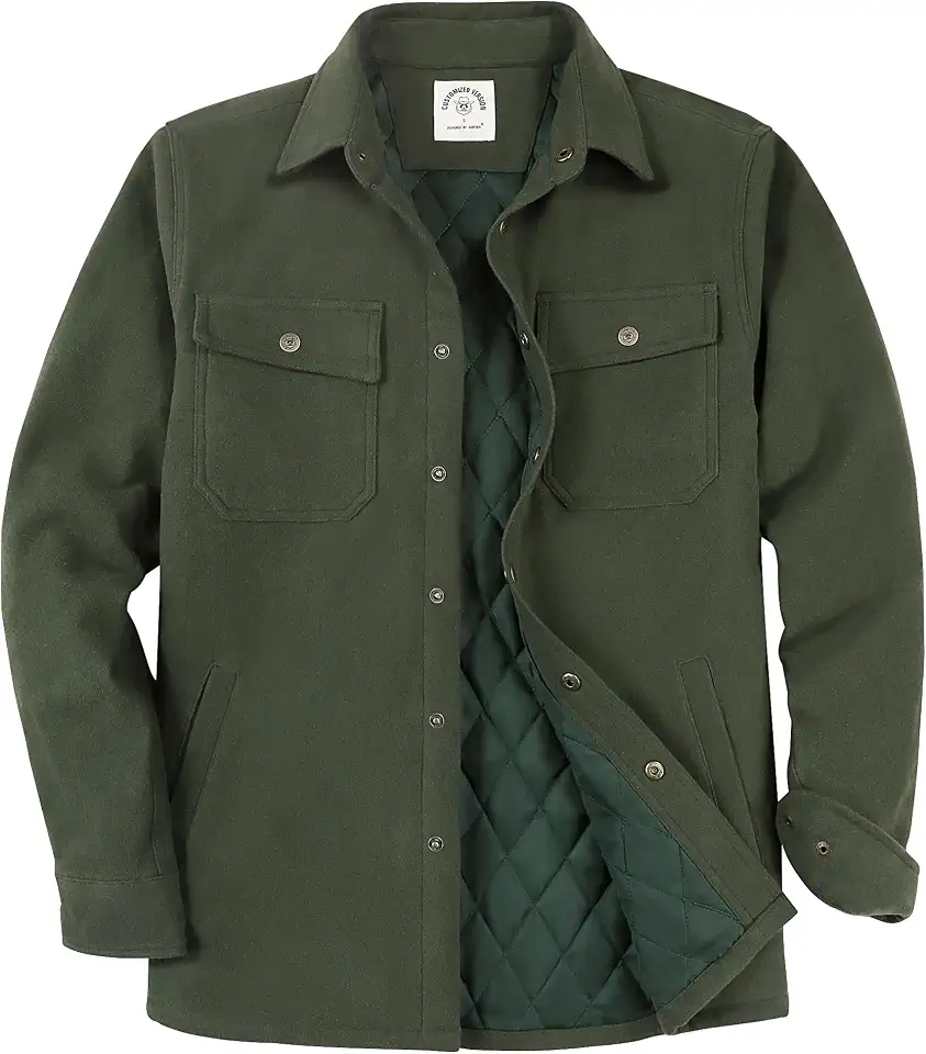 Dubinik® Flannel Shirt For Men Cozy Warm Lined Mens Lightweight Jacket Snap