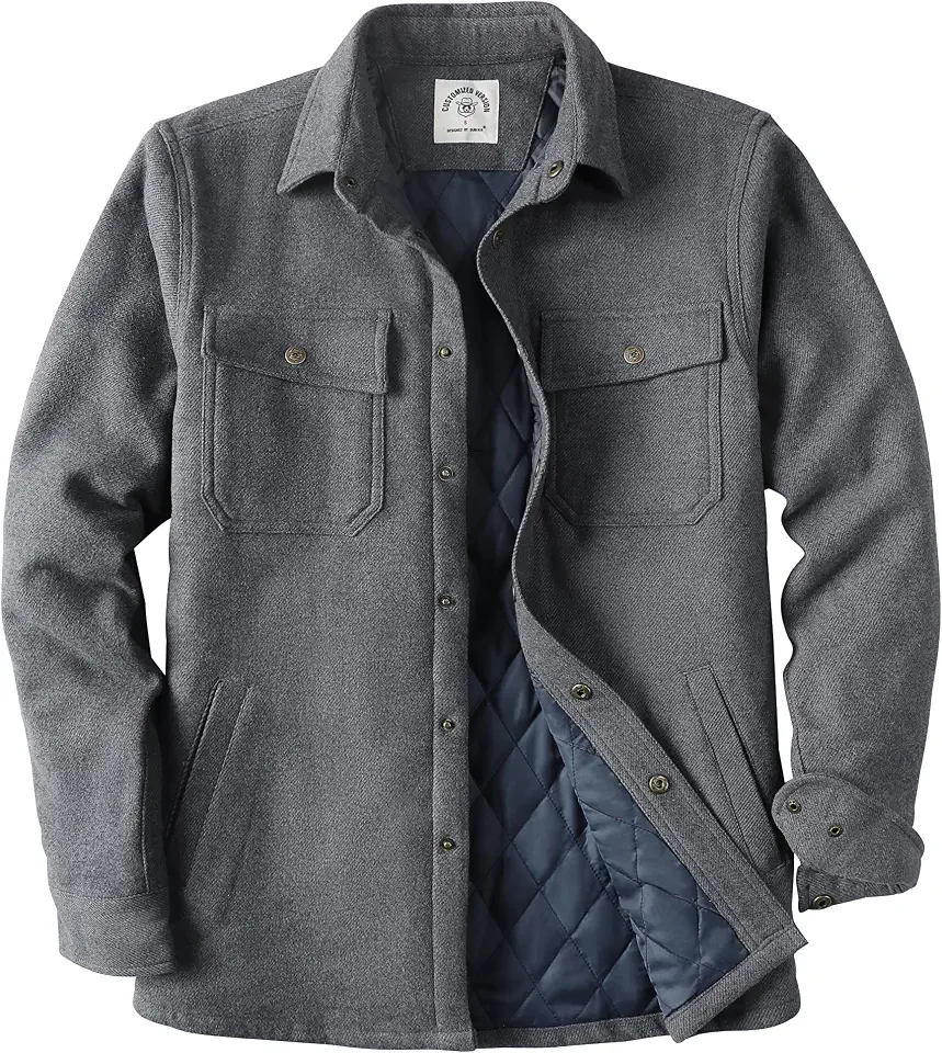 Dubinik® Flannel Shirt For Men Cozy Warm Lined Mens Lightweight Jacket Snap