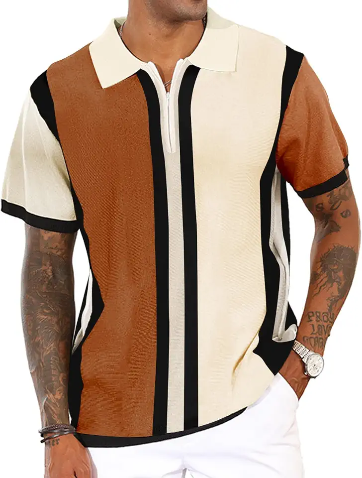Men's Striped Knit Polo Shirt