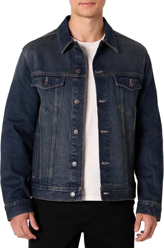 Amazon Essentials Men's Heavyweight Low Stretch Regular-Fit Denim Jacket, Chest Patch Pockets