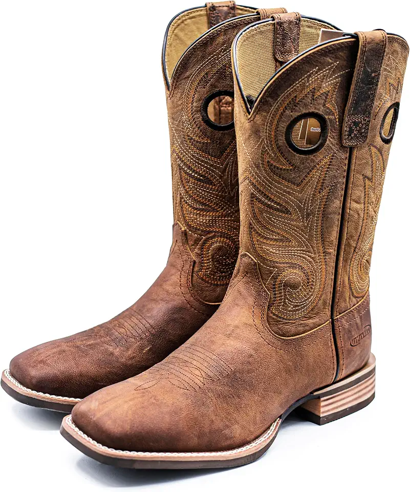 Palitutu Cowboy Boots for Men, Full-Grain Cowhide, Square Toe Western Boot