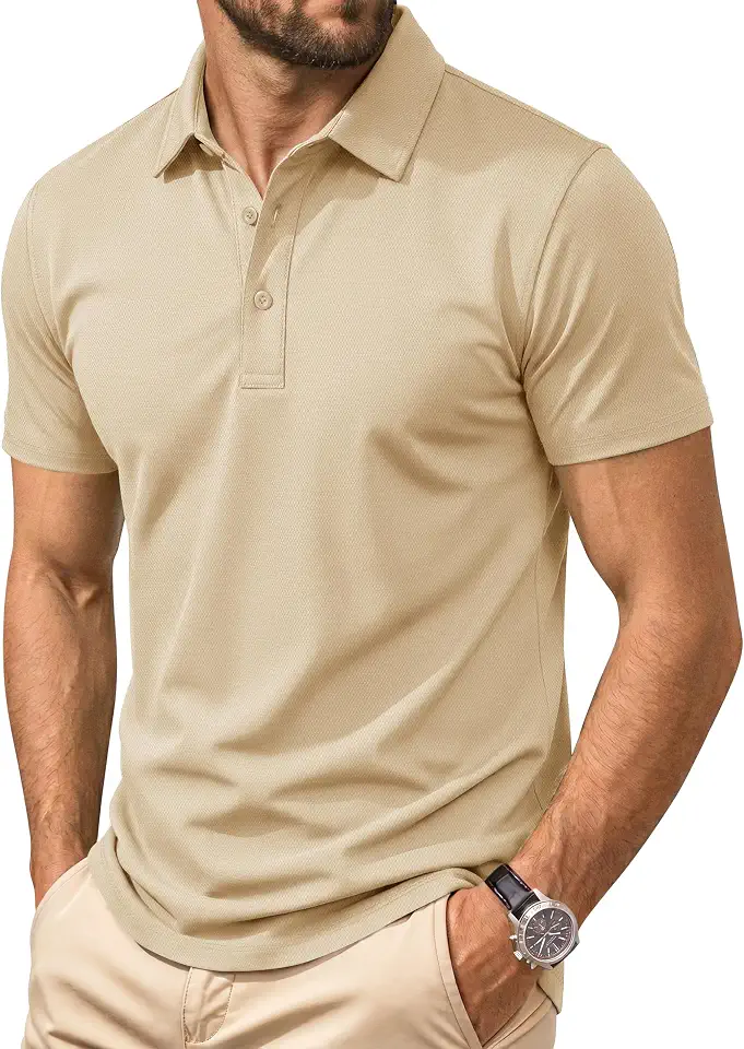 Cotrasen Men's Polo Shirts Short Sleeve Cotton Pique Classic Golf Shirts