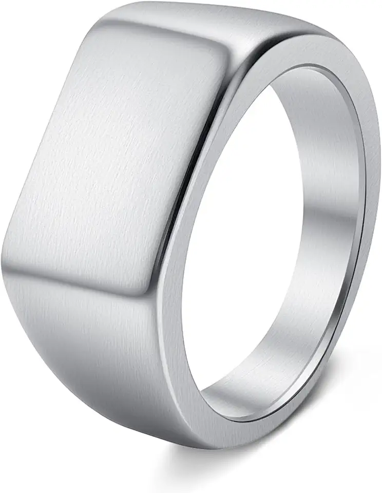 Mens Stainless Steel Plain Signet Rings 4/7/10/14MM Rectangular Pinky Rings