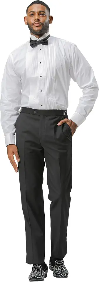 Stacy Adams Men's Tuxedo Pants – Satin Stripe Formal Dress Trousers for Wedding, Prom, Black Tie Events, Classic Evening Wear