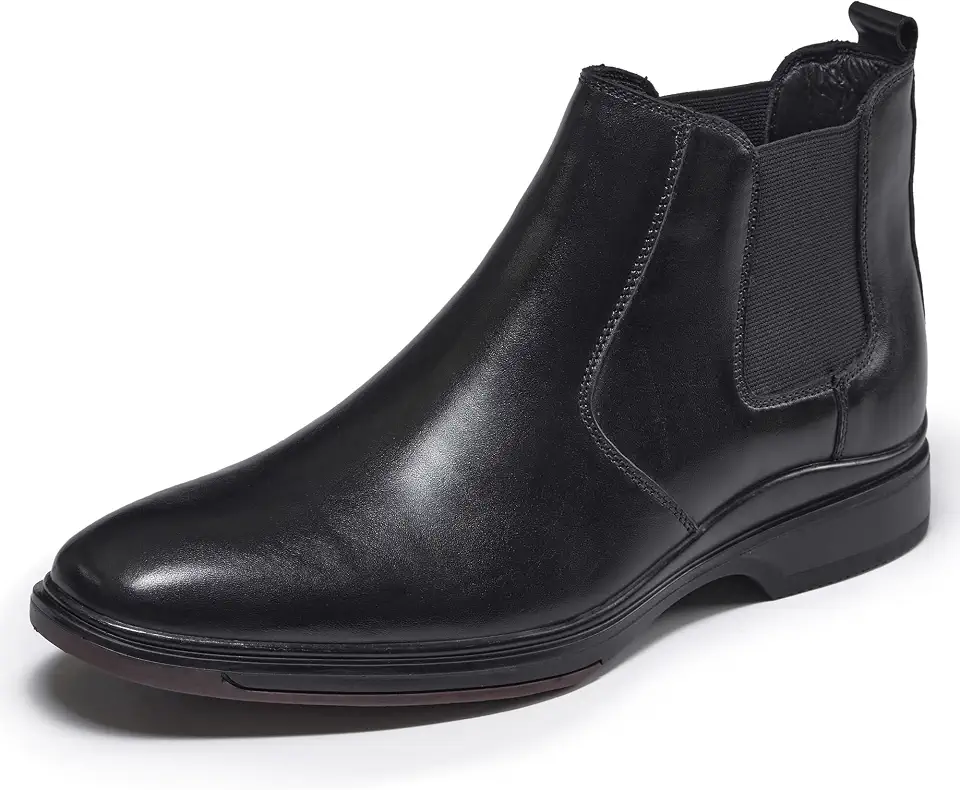 ArcBrothers Men's Chelsea Boots, Relaxed Fit Roomy Toe Box Design, Premium Leather Slip-on Ankle Boots, All-Day Comfort Grey,9