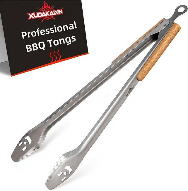 XUDAKAIXIN 24-Inch Very Long Stainless Steel BBQ Tongs with Extended Luxurious Acacia Handle – Durable and Easy-to-Clean Grilling Tool for Cooking, Kitchen Use, and Outdoor Barbecues