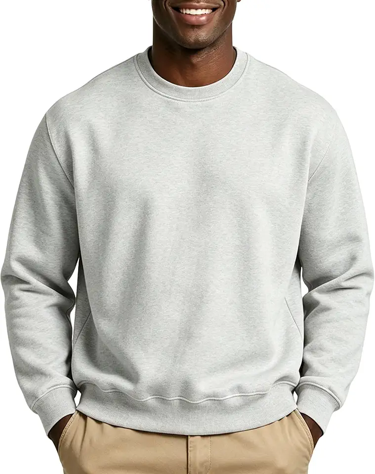 Men's Crewneck Sweatshirt Long Sleeve Fleece Sweatshirts Breathable Crew Neck Pullover Sweatshirts