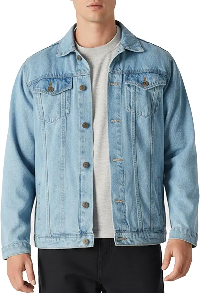 Denim Jacket Men - Casual Vintage Regular Fit Button Down Trucker Style – Mens Jean Jackets Stylish Everyday Outerwear