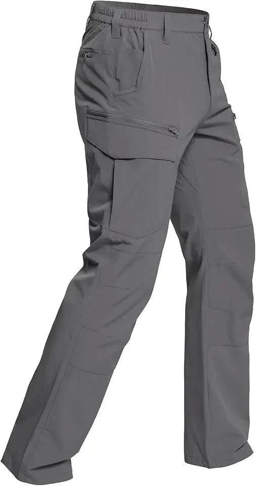 CARWORNIC Men's Quick Dry Tactical Hiking Pants Flex Water Resistant Lightweight Outdoor Fishing Cargo Work Pants 9 Pockets