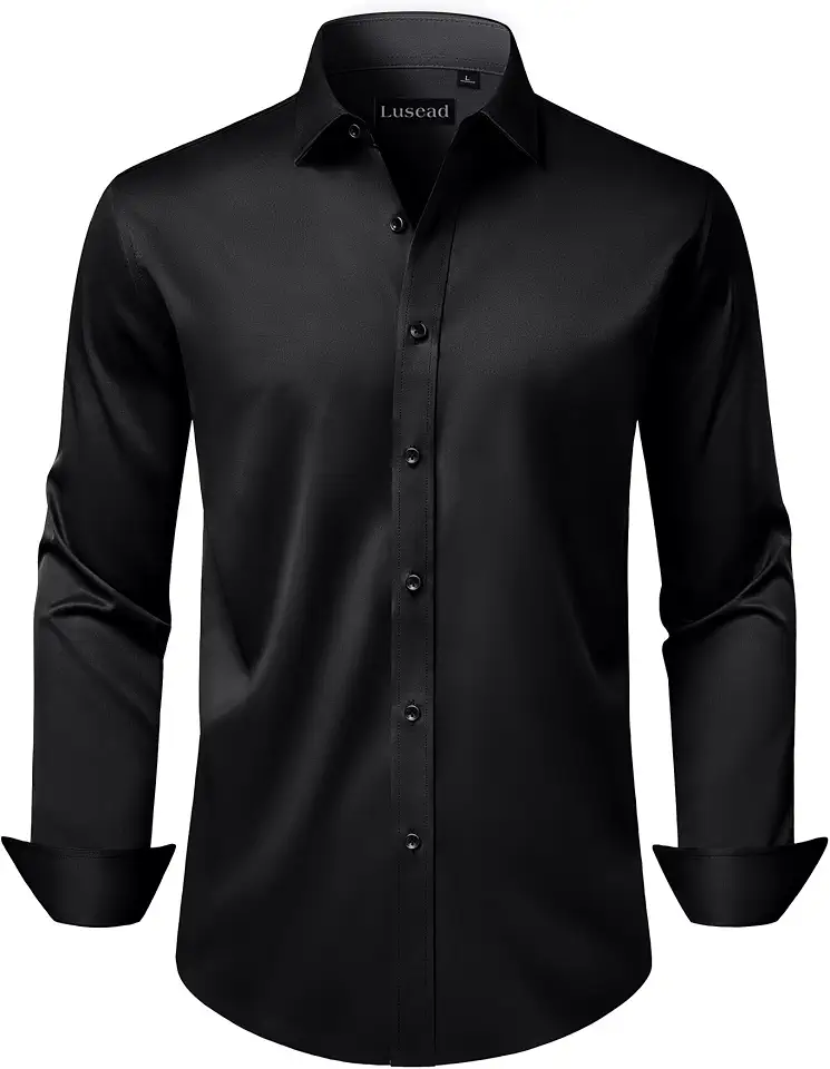 Global Recycled Standard Men's Dress Shirts Long Sleeve Stretch Wrinkle Free Wedding Formal Business Button Down Shirt