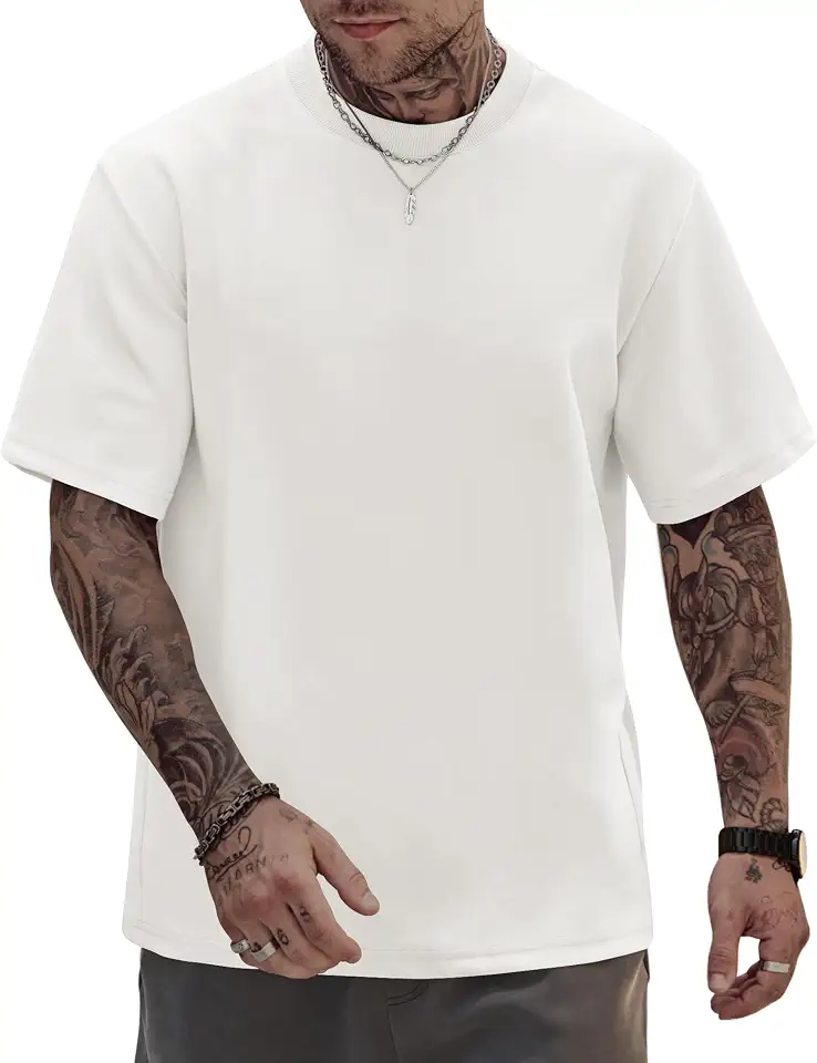 Herberton Mens Oversized T-Shirts Heavyweight Stretch Thick Cotton Tee