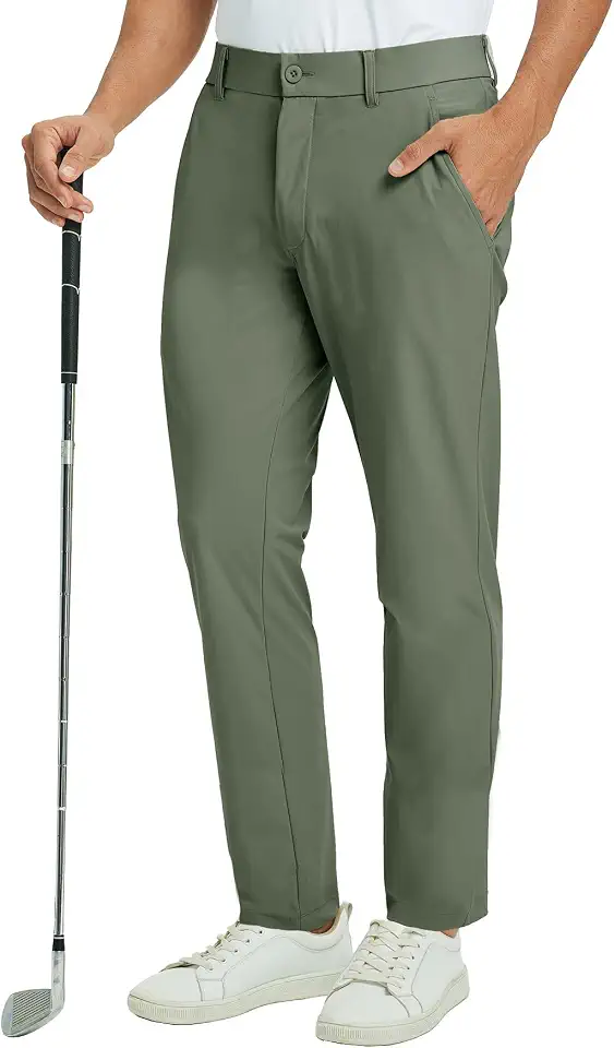 Men's Slim Fit Olive Green Dress Pants