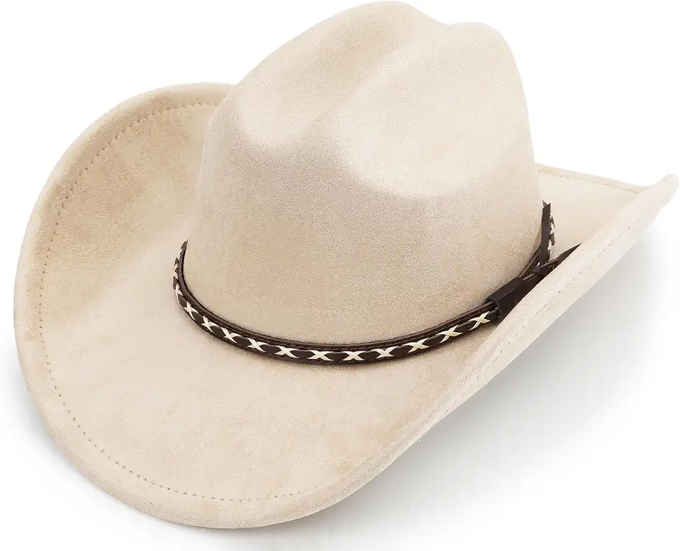 BESOOGII Western Cowboy Hat for Women and Men, Unisex Big Wide Brim Felt Hats for Cowboys and Cowgirls