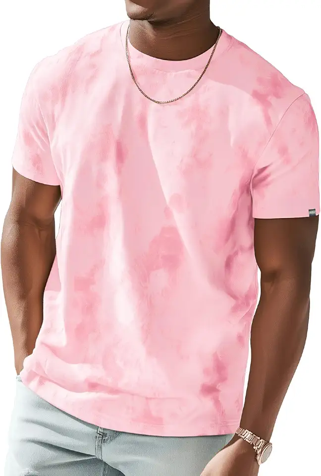 Mens Crew Neck T Shirts - Lightweight Short Sleeve Fresh Fashion Print Hipster T-Shirt Tie-Dye