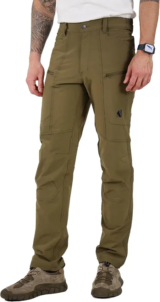 Ellobird Mens Flex Cargo Hiking Pants, Work Outdoor, Water Repellent 4-Way Stretch Lightweight, Men's Tactical Travel