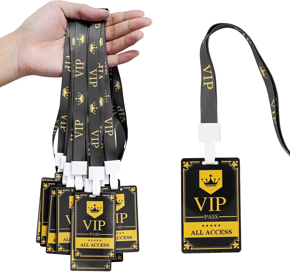 Backstage Pass & VIP Lanyards (25 pcs) - Premium Reusable Security Cards for Concerts, Gaming Events, Backstage Access, Birthday Parties, School & Corporate by OSTENBIG (Black Gold)