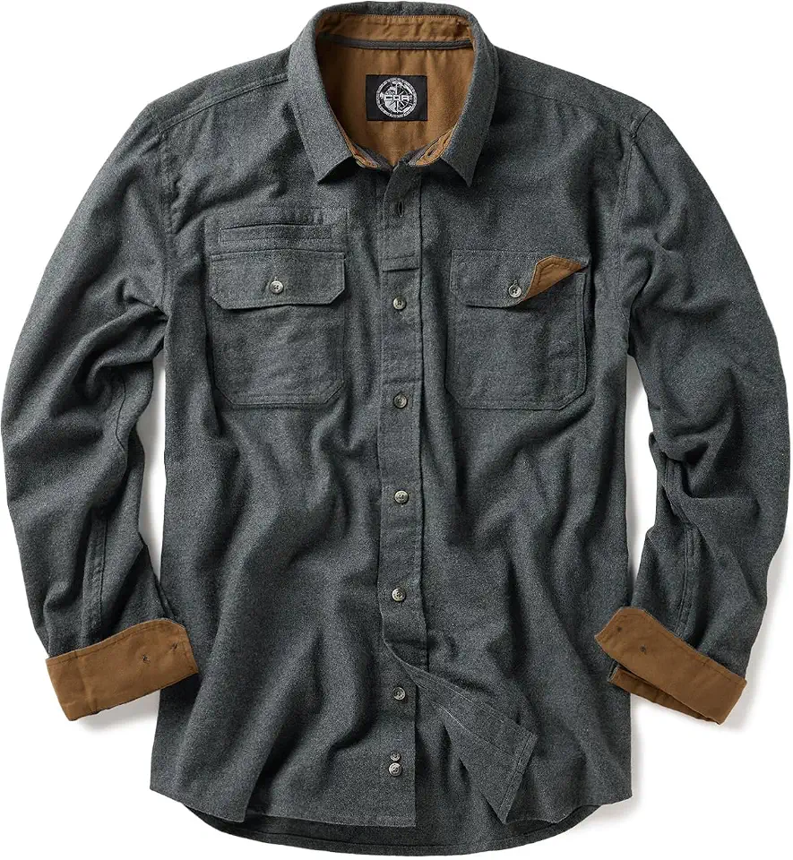CQR Men's 100% All Cotton Button Down Flannel Shirts, Long Sleeve Brushed Warm Soft Casual Outdoor Plaid Shirt