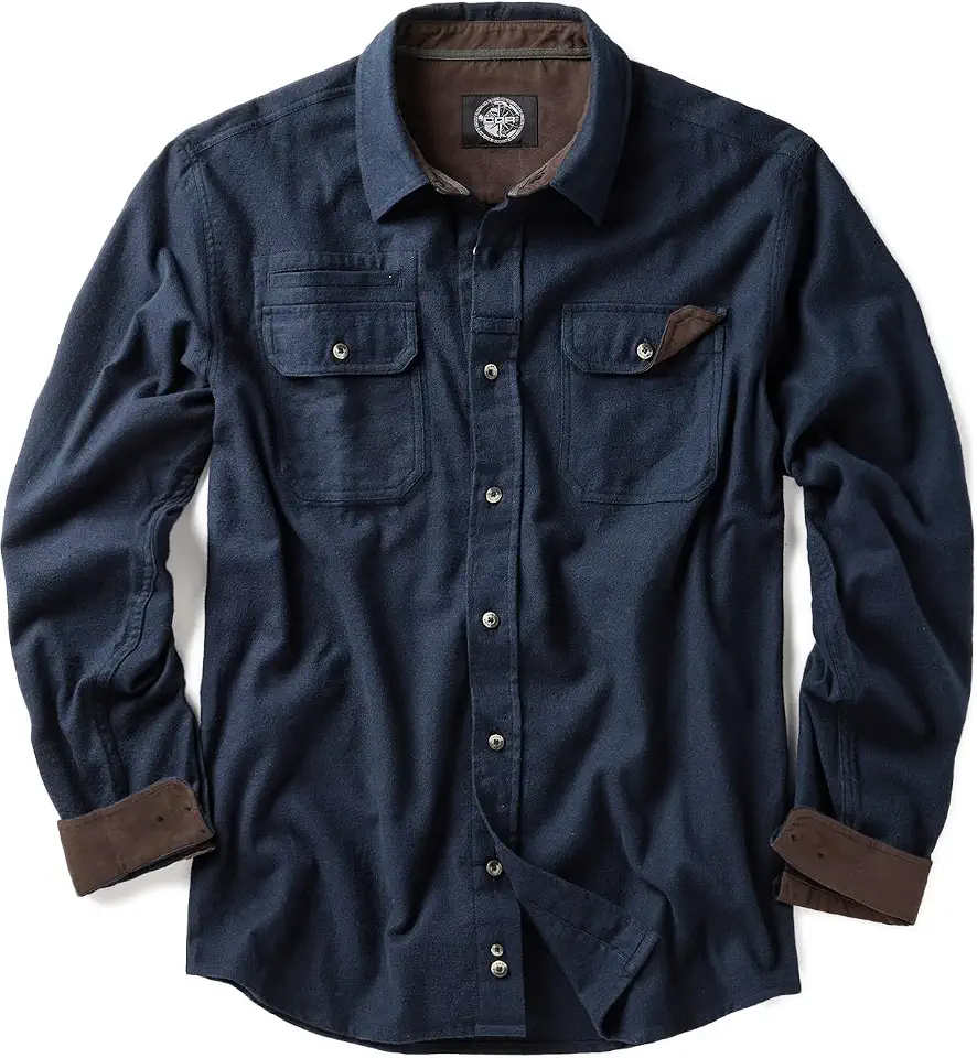 CQR Men's 100% All Cotton Button Down Flannel Shirts, Long Sleeve Brushed Warm Soft Casual Outdoor Plaid Shirt