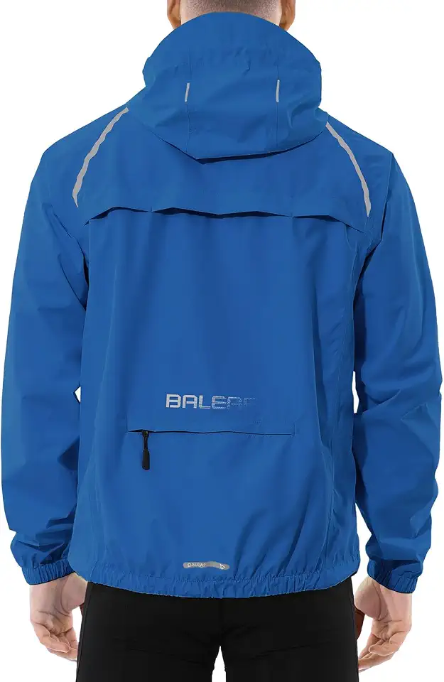 baleaf Men's Rain Jacket Waterproof Hood Lightweight Reflective Packable