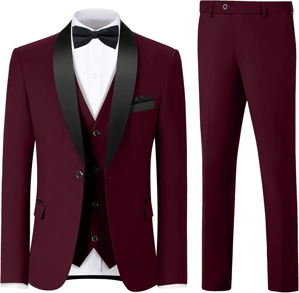 Men's 3 Piece Slim Fit Tuxedo with Bow Tie