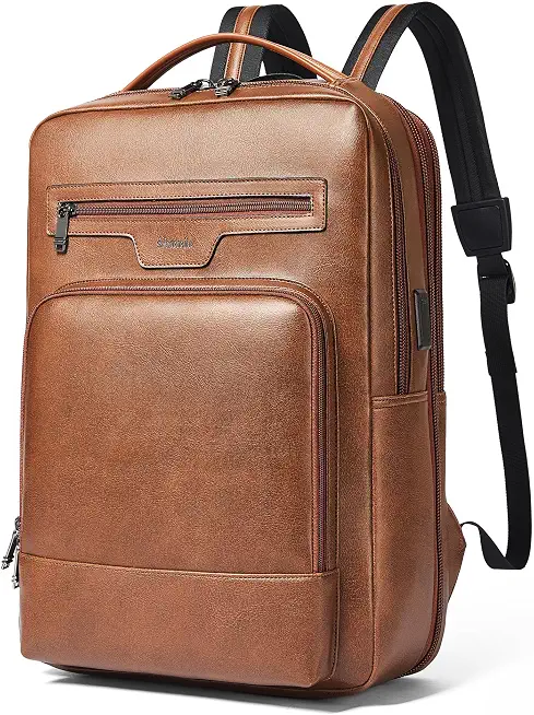 Shrrie 16 Inch Vegan Leather Laptop Backpack for Women and Men