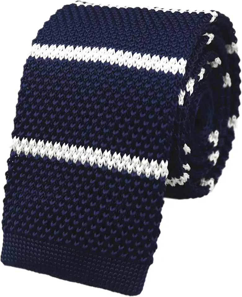 Men's Navy And Grey Striped Skinny Knit Tie