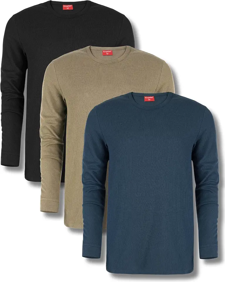 Kingsted Waffle Shirts for Men - Classic Fit Long Sleeve Thermal Shirt