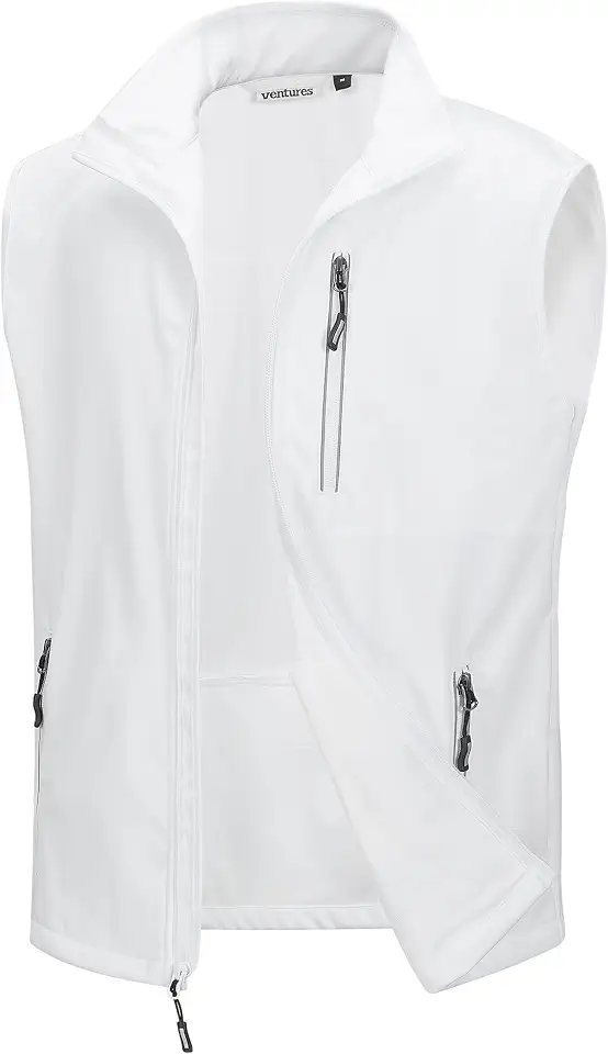 Outdoor Ventures Men's Windproof Softshell Vest Outerwear Lightweight Sleeveless Jacket for Running Golf Hiking Travel