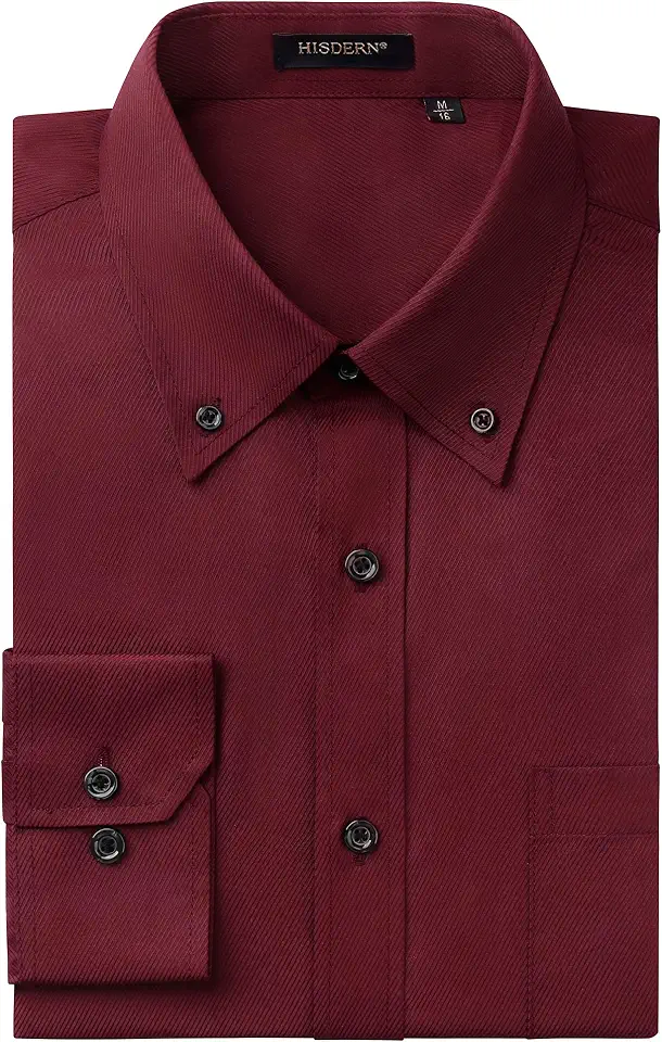 HISDERN 515 Mens Dress Shirts Long Sleeve Wrinkle Free Formal Shirt Stripe Business Casual Button Down Shirts