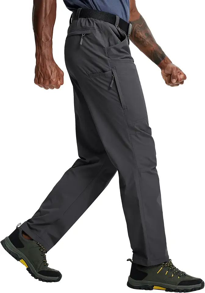 Mens Hiking Pants Lightweight Cargo Work Tactical Nylon Stretch Waterproof Quick Dry Fishing Travel Outdoor 6 Pockets