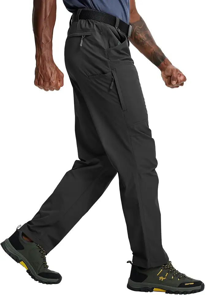Mens Hiking Pants Lightweight Cargo Work Tactical Nylon Stretch Waterproof Quick Dry Fishing Travel Outdoor 6 Pockets