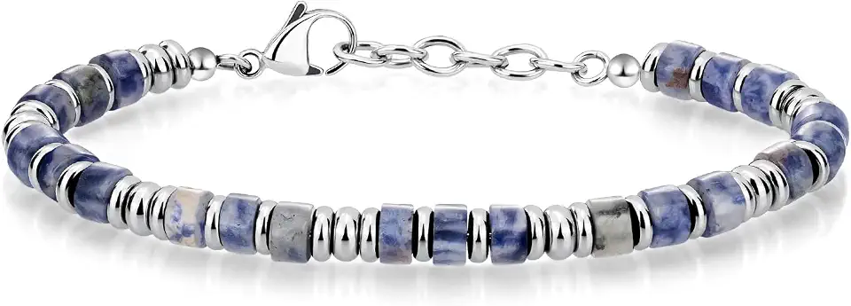 SIUMAL Mens Bracelet, Boho Stainless Steel Bracelets for Men, Beaded Bracelets, Jewelry Gifts for Husband, Father, Friends