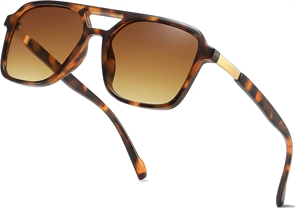 Retro Aviator Rectangle Sunglasses for Women Men Unisex UV400 Protection Lightweight Frame Trendy Sun Glasses