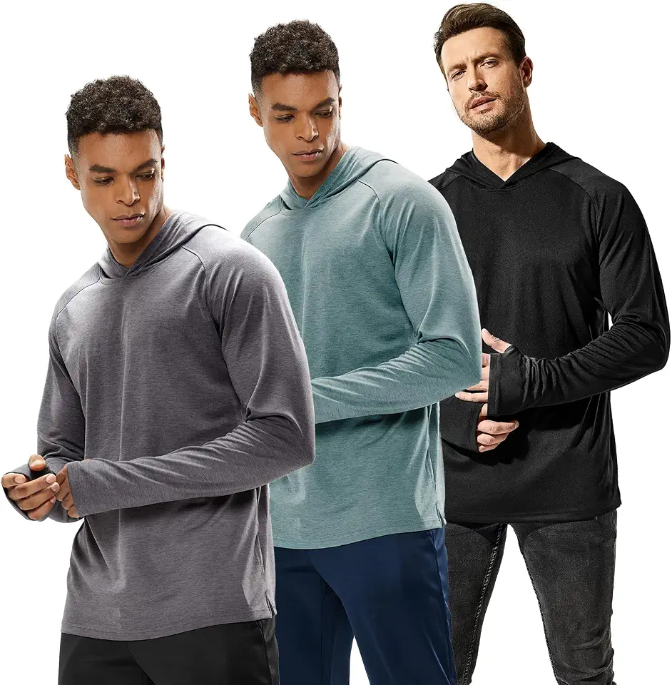 MIER Men's UPF 50+ Sun Hoodie Quick Dry Long Sleeve Shirts, Lightweight