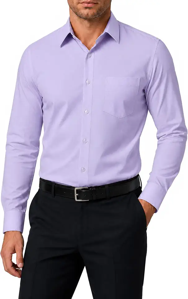 Men's Relaxed Fit Plum Dress Shirt