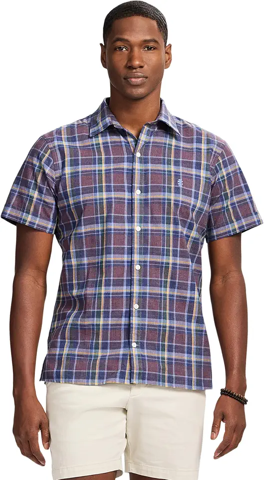 Men's Short Sleeve Madras Plaid Shirt