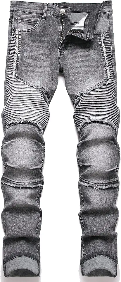 Men's Distressed Ripped Slim Fit Denim Jeans Pants