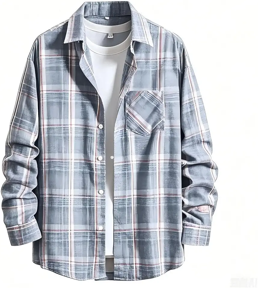 NUOREEL Men's Regular Fit Long Sleeve Plaid Flannel Shirt, Button Down Shirts Casual Shirts